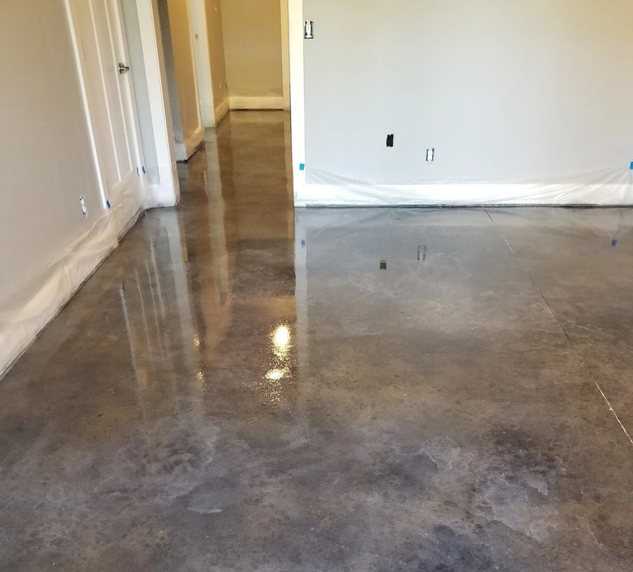 Stormy Gray and Driftwood Vibrance Dye on Concrete Floor