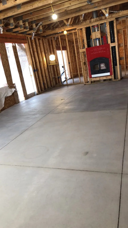 Half of Room Stained with White ColorWave on Concrete Floor
