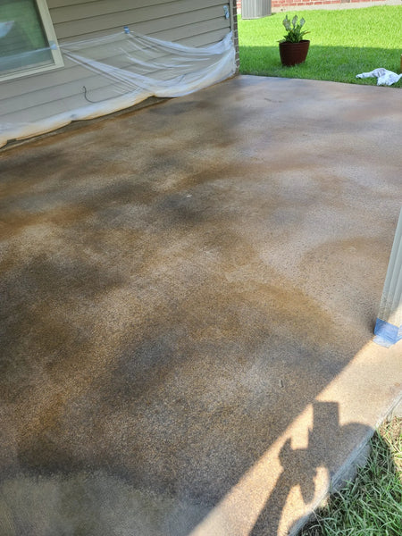 The finished patio, featuring a vibrant blend of Khaki, Goldenrod, and Charcoal dyes