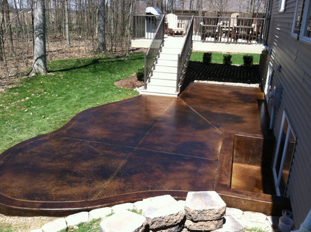 Blackish and Coffee Acid Stained Concrete Patio