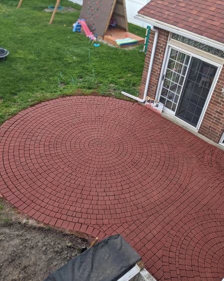 Crimson Portico Stain on Patio Concrete Pavers