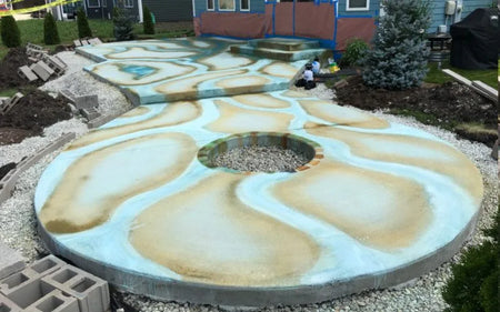 A chalky residue is a normal part of the acid staining process as the stain reacts with the minerals in the concrete and dries