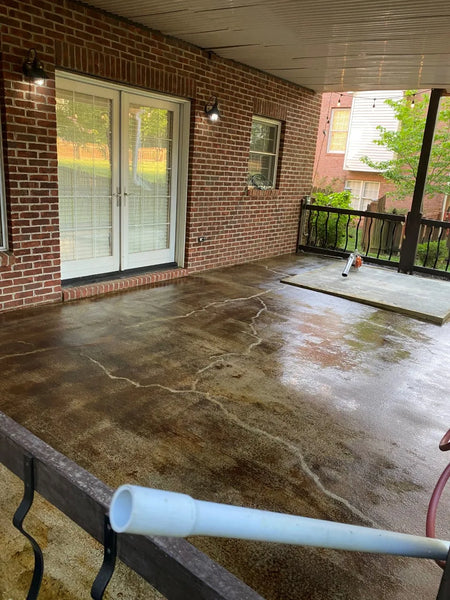 Desert Amber & Shifting Sand EverStain Acid Stained Covered Concrete Patio
