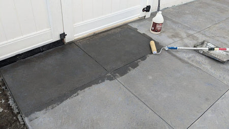 nap roller application easyseal antiquing silver gray concrete patio blocks
