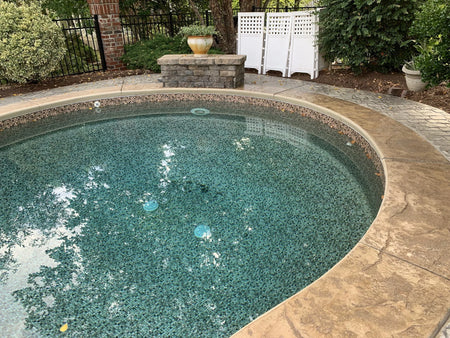 Pool coping with fresh Khaki Antiquing stain