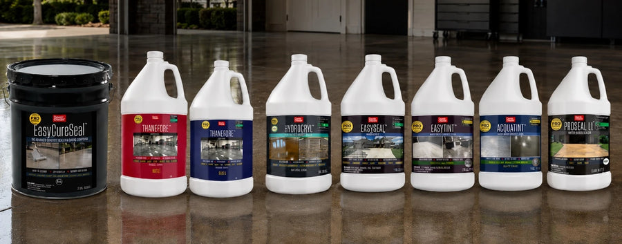 The Direct Colors pro concrete sealer lineup, full product range