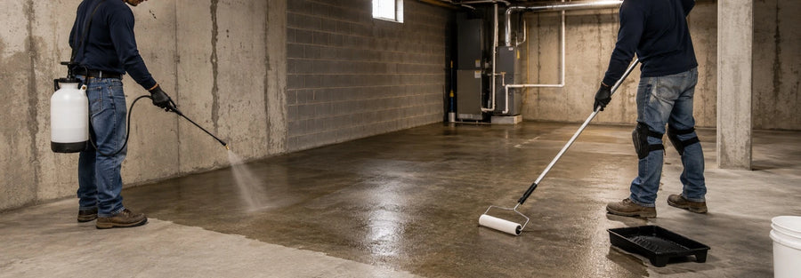 ProSeal Li penetrating sealer sprayed and back-rolled into a slab with no film build