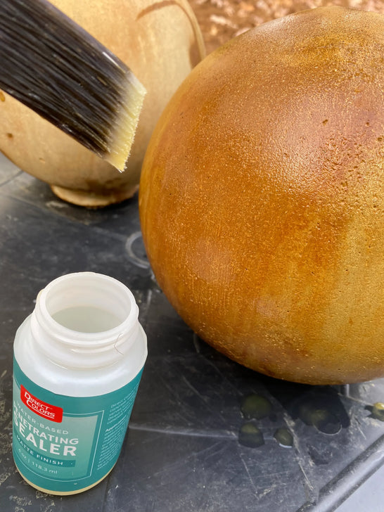 Sealing a stained concrete fountain with penetrating sealer