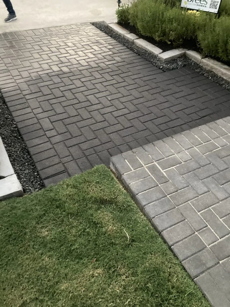 charcoal stained concrete paver step