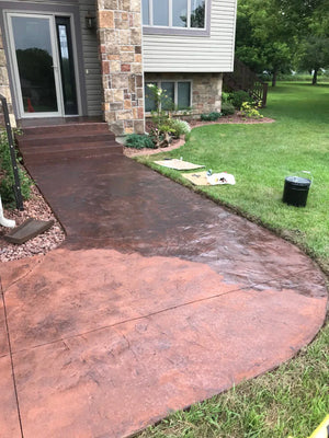 easytint light charcoal application changing color stained concrete front walkway