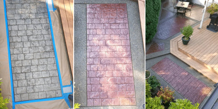 Stamped paver walkway stained Cinnabar EasyTint