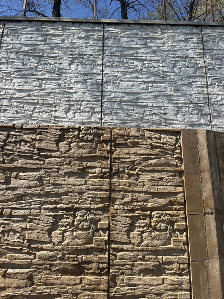Contrast shown during Cafe Royale EasyTint staining on a concrete retaining wall