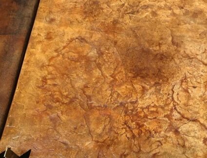 Desert Amber with Malayan Buff Accents Acid Stained Patio Floor Design