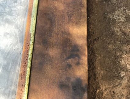 Staining Border with Coffee Brown Staining Concrete Patio Border