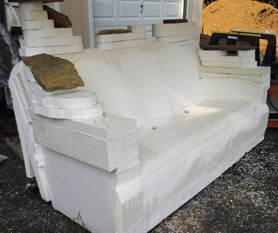 Styrofoam on metal bench