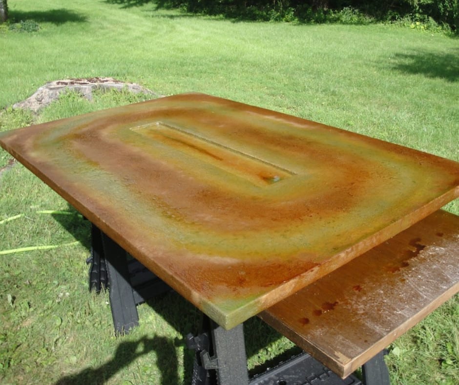 Acid Staining Concrete Fire Table