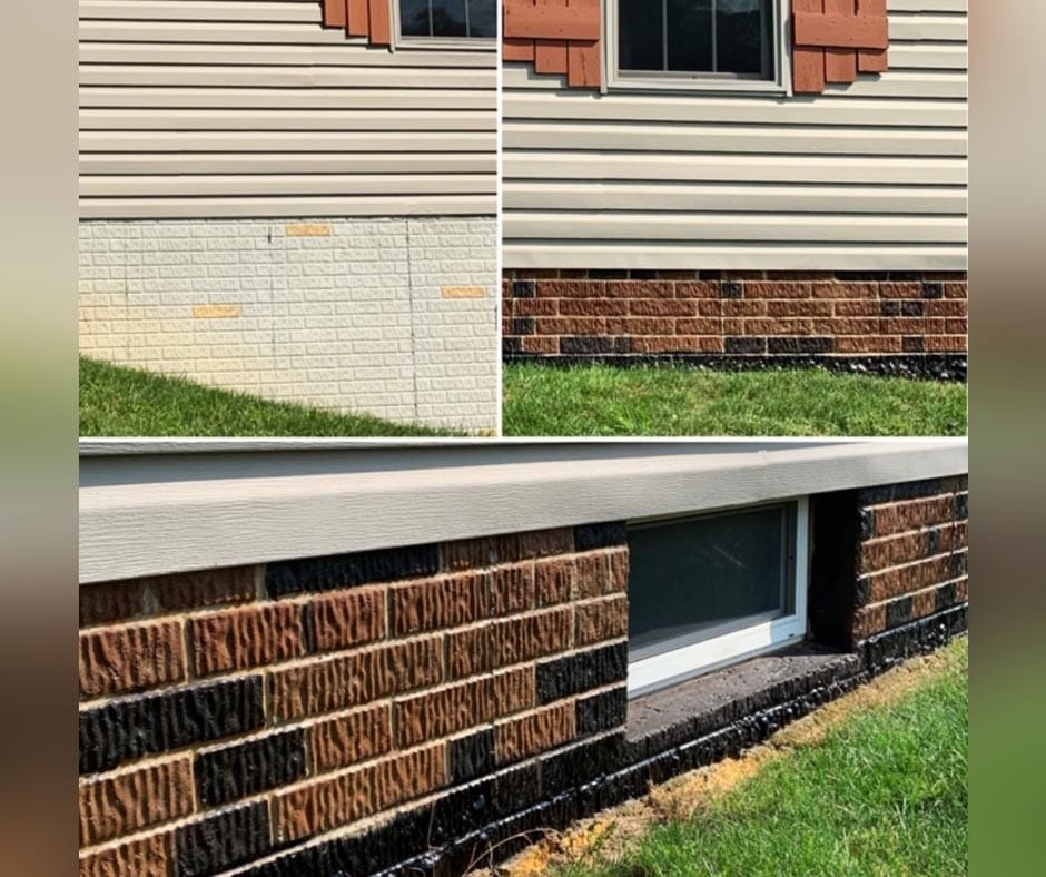 Staining concrete store block retaining wall