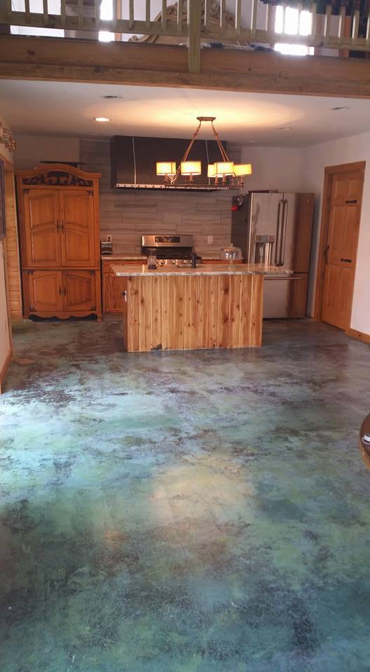 Blue Concrete Acid Stain Floor Design Direct Colors