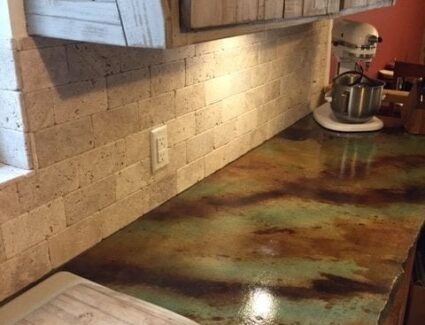 Acid Stained Concrete Kitchen Countertop