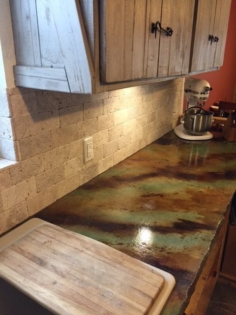 Acid Stained Concrete Kitchen Countertop