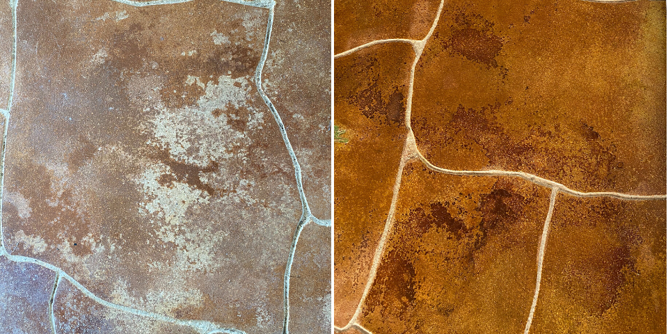 Before and After Photo of Stained Concrete