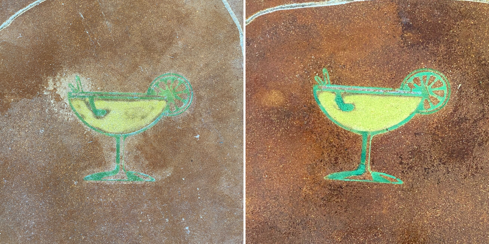 Before and After Repairing Old concrete Stain