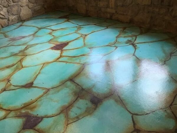 Acid Stained Turquoise Floor