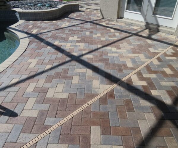 Stained Pool Deck Concrete Pavers
