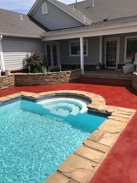 Wet Concrete Pool Deck Stain