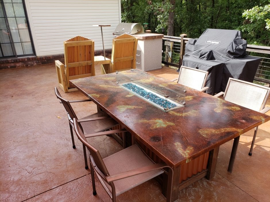 Acid Stained Concrete Table Firepit