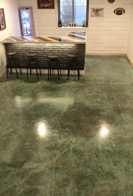 Acid Stained Basement Bar Floor