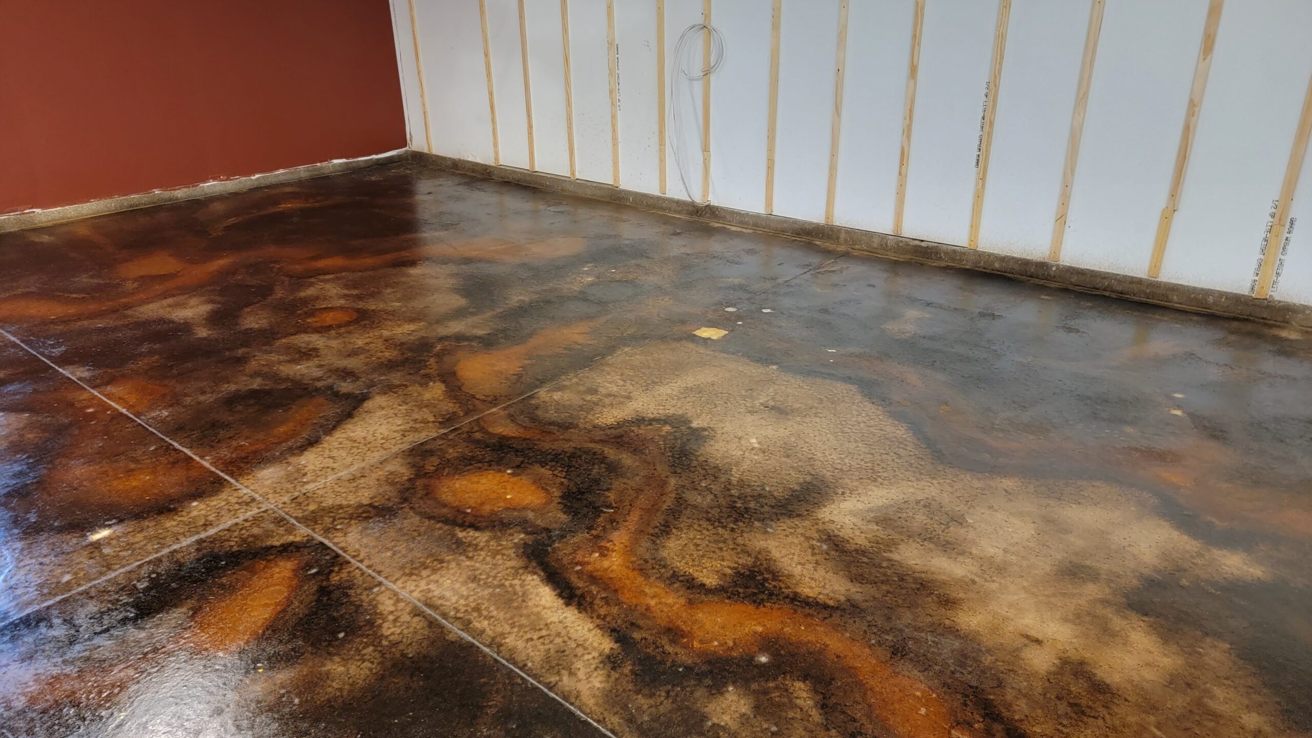 acid stained concrete garage floor