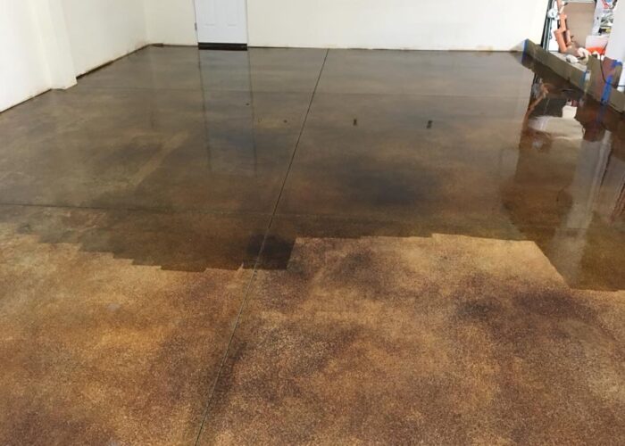 Sealing acid stained garage floor