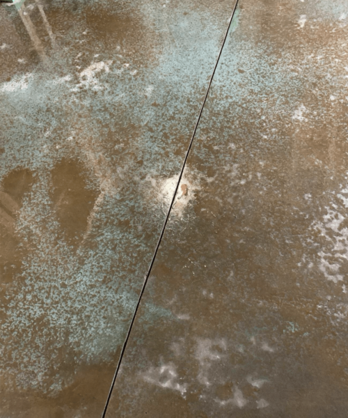Acid Stain - Basement - Art Studio - Azure Blue, English Red, Malayan Buff - Renee O'Brie Neutralize Acid Stain