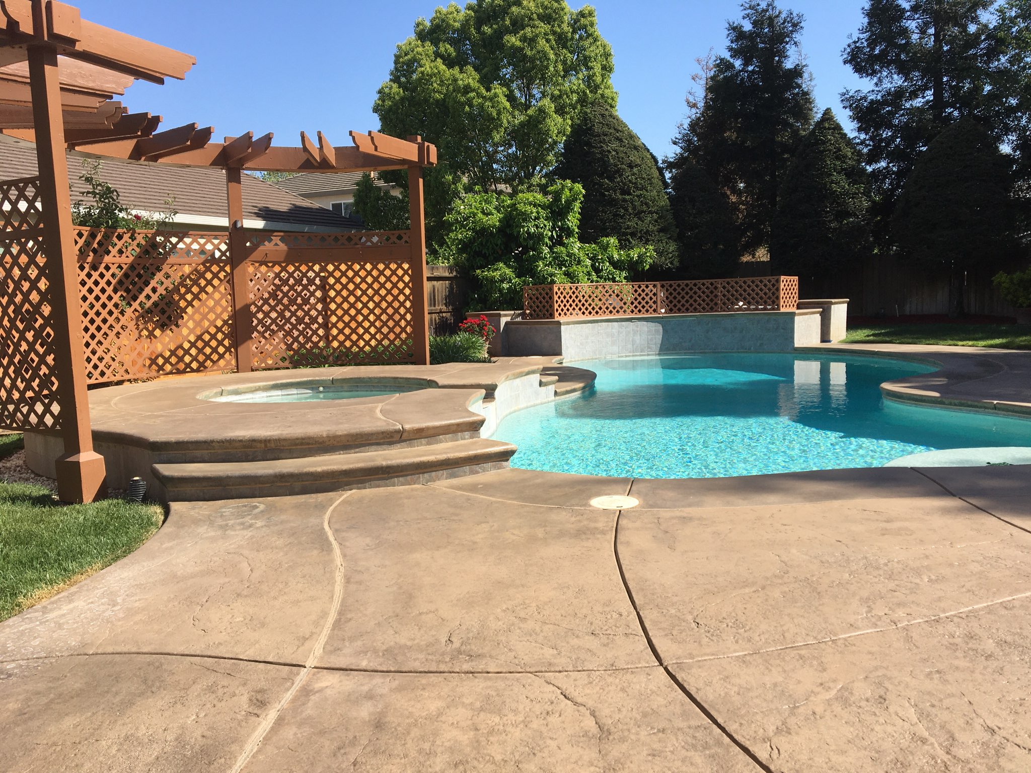 Khaki Stained Stained Concrete Pool Deck