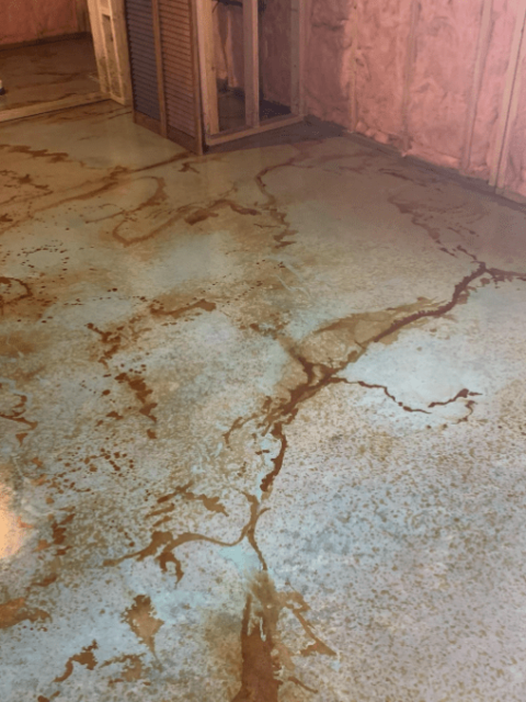 Acid stained art studio concrete floor