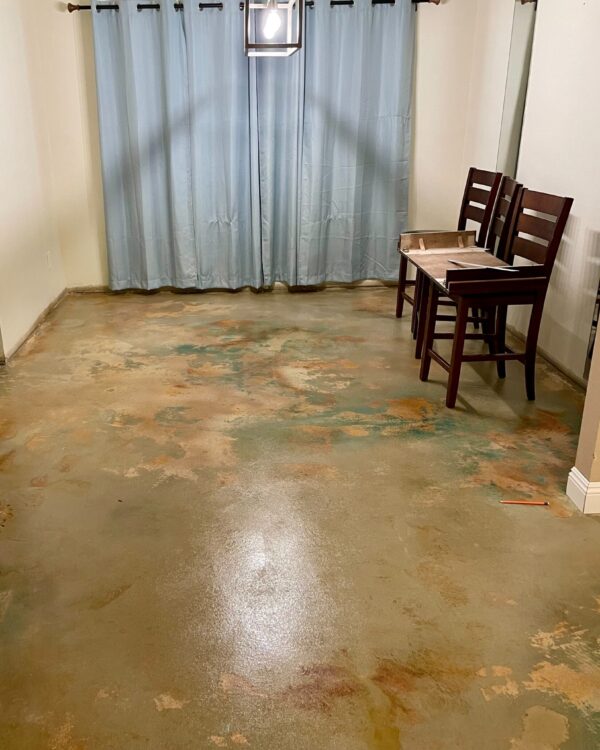 Acid Stained Concrete Floor in dining room