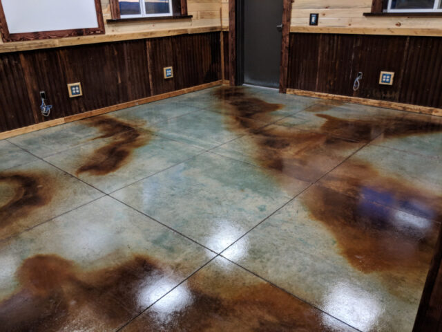 Azure Blue and Coffee EverStain on Commercial Concrete Floor