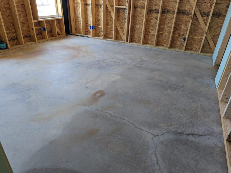 Unfinished barndominium concrete floor