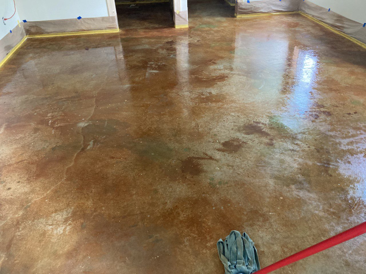 Neutralized and cleaned acid stained floors