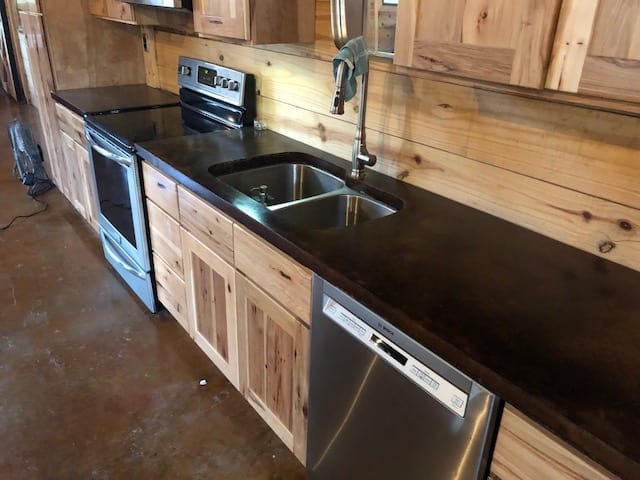 Coffee Brown Acid Stained Pole Barn Countertop