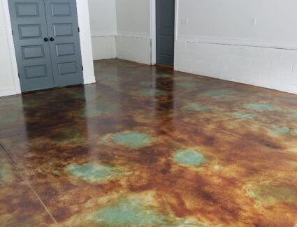 Wet on wet marble staining technique using acid stains Marbled Acid Stained Concrete Floor