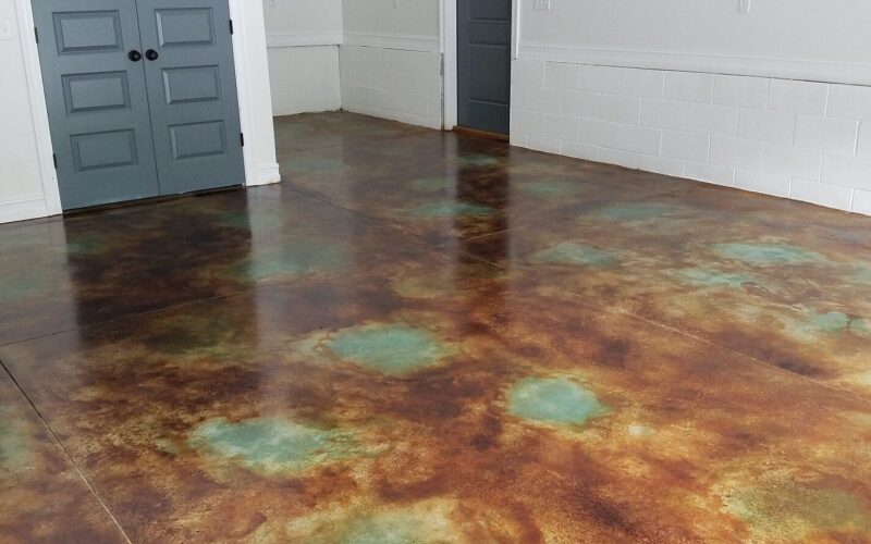 Marbled Acid Stained Concrete Floor