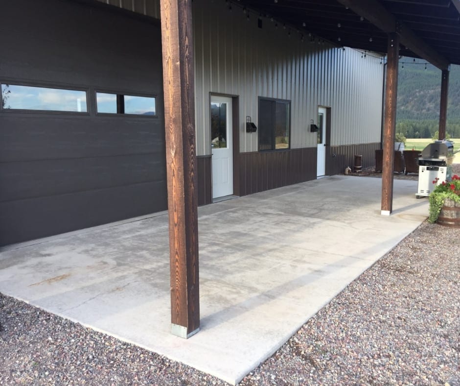 DIY pole barn style concrete patio