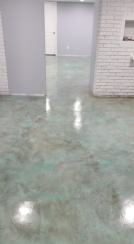 Azure Blue Acid Stain Living Floor