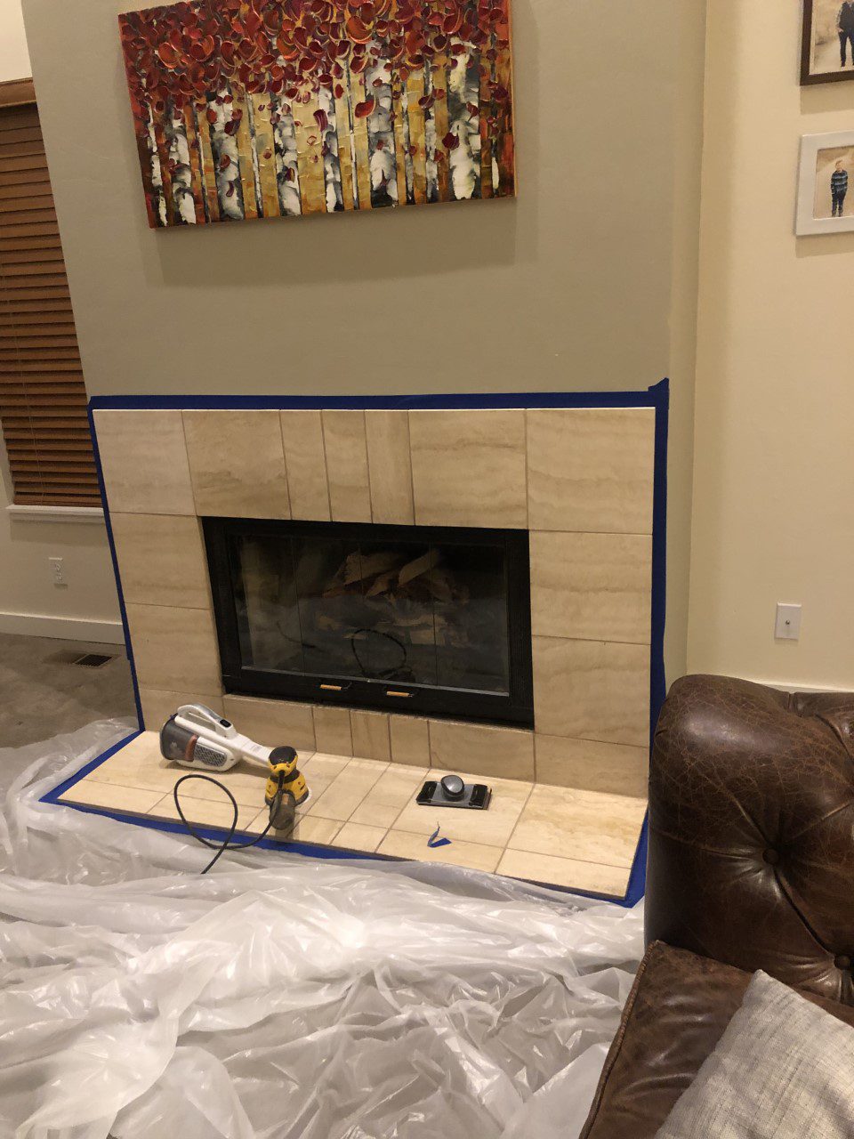 Tiled fireplace