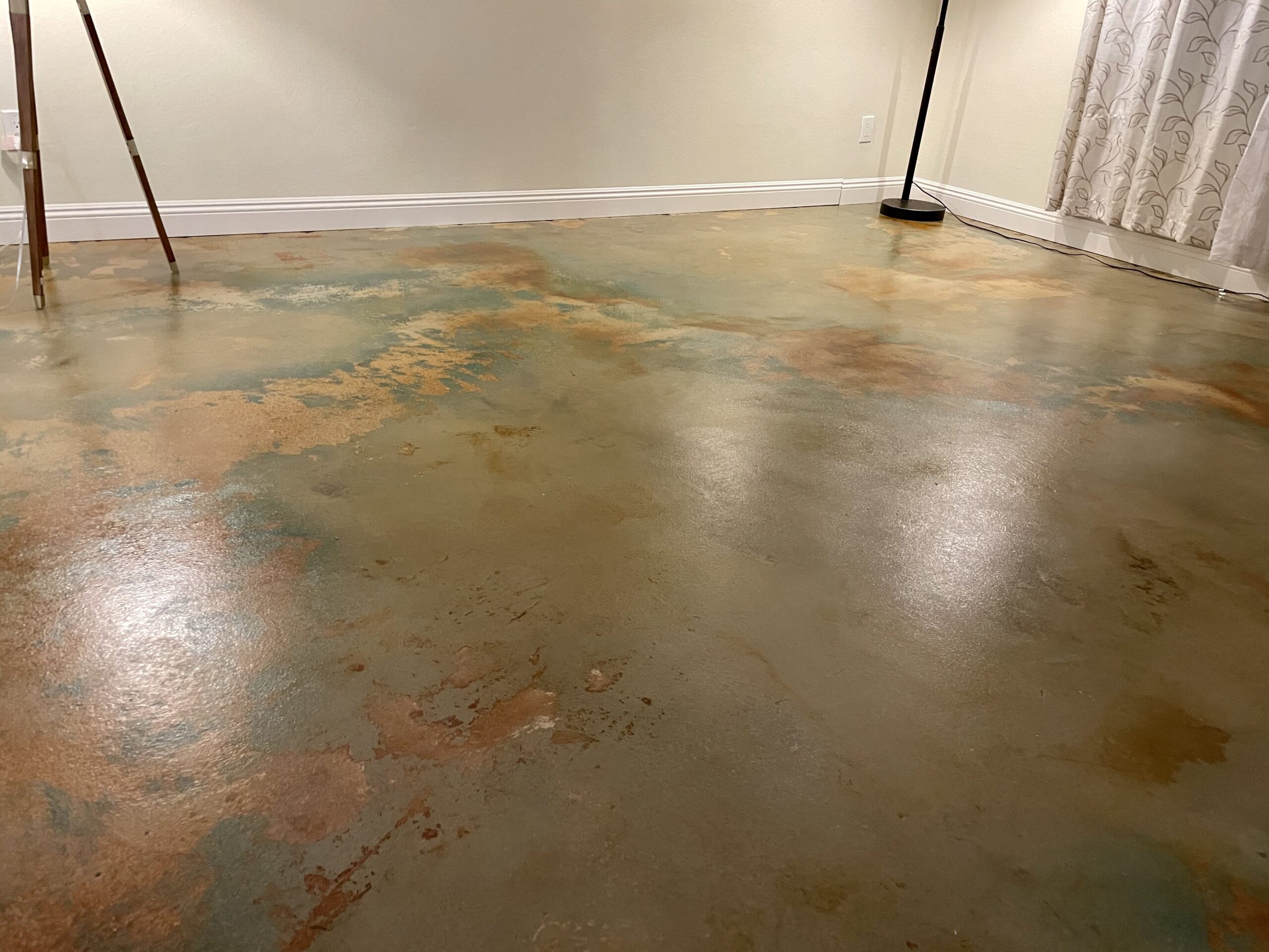 acid stained concrete living room