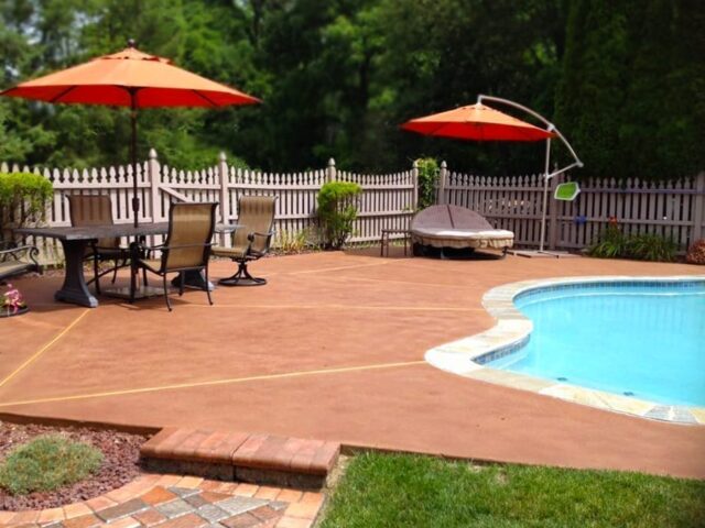Stained Concrete Pool Deck and Patio