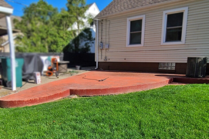 Ugly orange stamped concrete patio