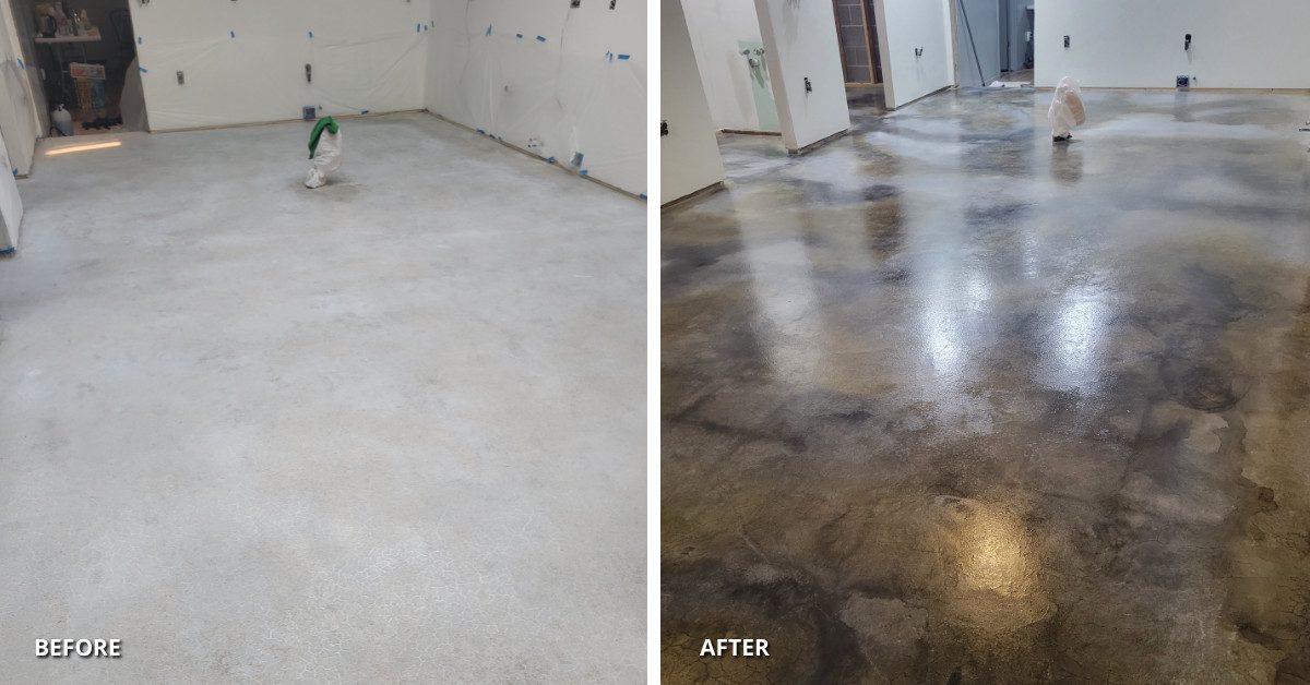 Beautiful marbled effect on concrete with ColorWave before and after